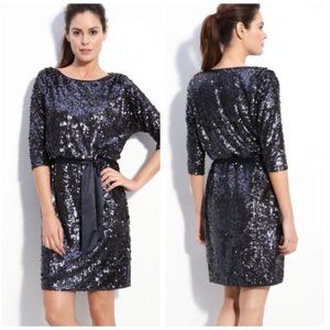ELIZA J purple sequin blouson cocktail dress